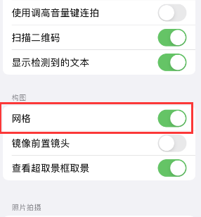 江达苹果手机维修网点分享iPhone如何开启九宫格构图功能